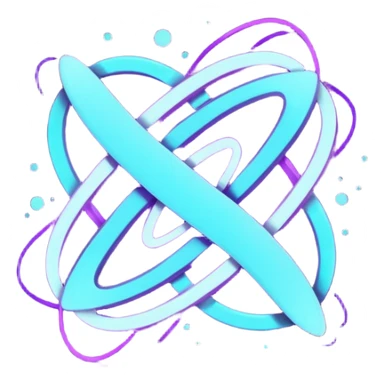 futuristic minimalistic logo icon, glowing letters "SANG" made of three merging neon lines, representing Storm, Atom and NoizeGames, neon purple (#8B5CF6) and cyan (#00E0FF), dark background, no face, tech logo style, 1:1 aspect ratio sticker