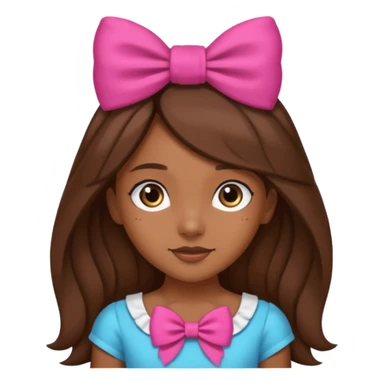 Chica morena, pelo largo castaño y un lazo en la cabeza sticker