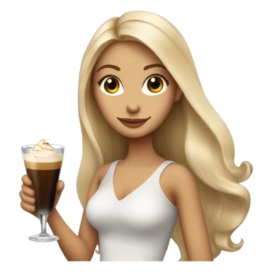 Blonde girl with long hair and brown eyes holding an espresso martini  sticker