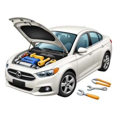 carro blanco en reparacion sticker