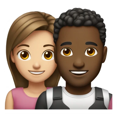 One girl brown hair and black man with fade couple  sticker
