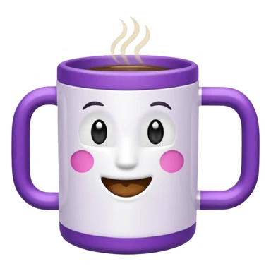 Emoji de taza blanca de la serie ‘friends’ el marco color morado sticker