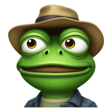 a pepe frog as a software developer, wearing a hat sticker