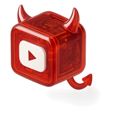 red YouTube button logo inside the devil box sticker