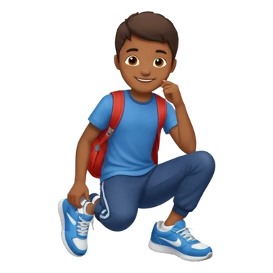 emoji- of a boy putting on his sneakers sticker