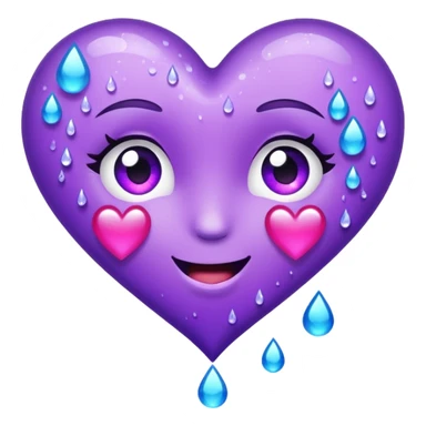 Sideways Glittery purple heart, tears of laughter  sticker