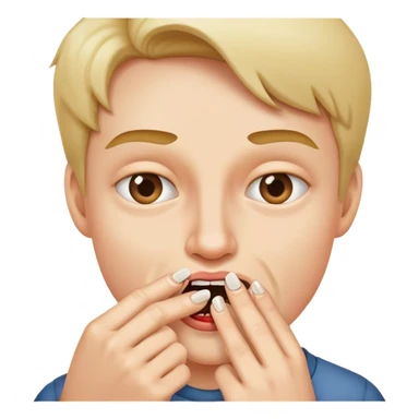 Lip biting the nail of a finger sticker