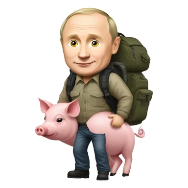 Vladimir Putin on a Pig with a Backpack sticker