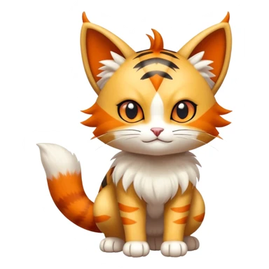 Shiny Cute Adorable Meowth-Litten-Litleo-Hybrid-Creature with pattern-markings sticker