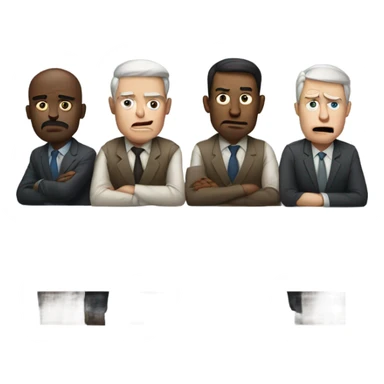white men sitting around a table looking unhappy sticker