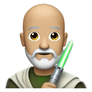 Star Wars bald bearded man holding green light saber sticker