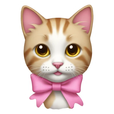 Make a cat with a cute pink bow sticker