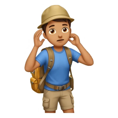 A photorealistic tourist is confused and scratching his head. There are 3 different paths ahead. sticker