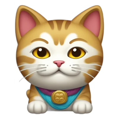 Gato estilo maneki neko con ojo nazar en la panza sticker
