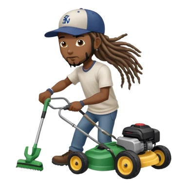 Black man with long dreads mowing sticker