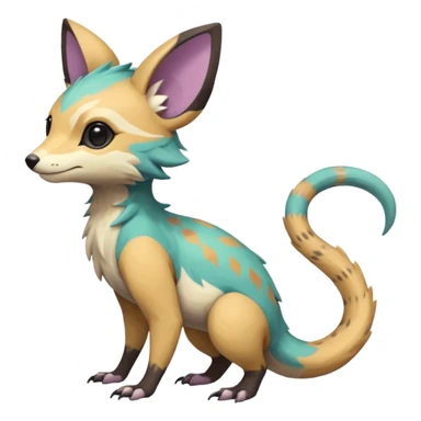 Rare realistic exotic pastel cute epic pretty beautiful handsome gorgeous aesthetic colorful vibrant Vernid-Trico-species-Fakemon-creature by LiLaiRa, 4 legs, 1 tail, random markings, (full body) sticker