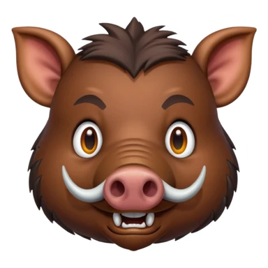 Wild boar face with long tusks emoji realistic sticker