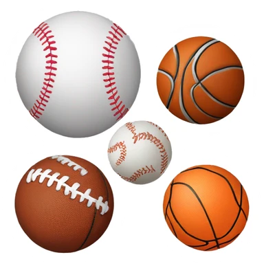 A baseball, a soccer ball, a basketball, a football sticker