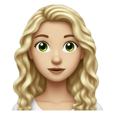 white girl with really long wavy brown hair with very green eyes sticker