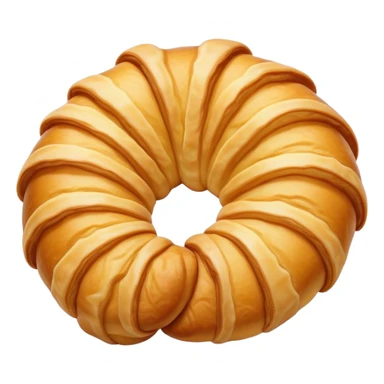 Cinematic Realistic Croissant Pastry Emoji, depicted as a flaky, buttery crescent with a golden, crisp exterior rendered with exquisite detail and warm, inviting lighting. sticker