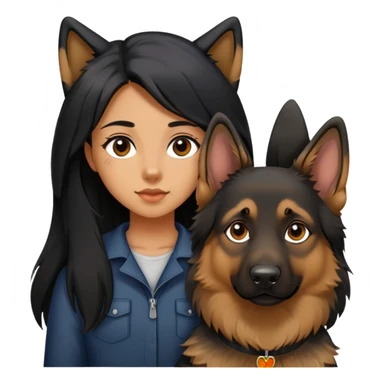 Girl with black long hair with German shepherd sticker
