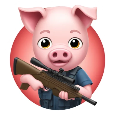 The pig sniper is shooting and the trigger has a heart fire. sticker