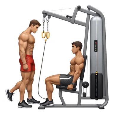 side-view man standing cable-machine tricep-pushdown sticker
