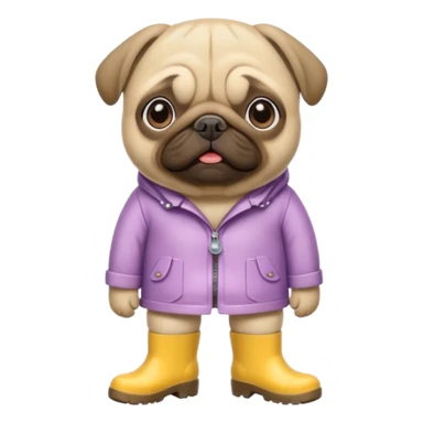 pug with rainboots sticker