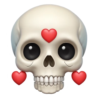 cute skull with tiny heart details, friendly expression sticker