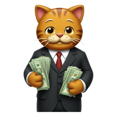 Garfield in a suit holding money bags  sticker
