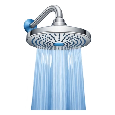 “Flat icon-style emoji of a wall-mounted shower head, blue and gray tones, clean vector design” sticker