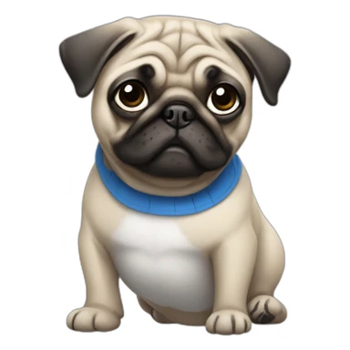pug wearing a t-shirt sticker