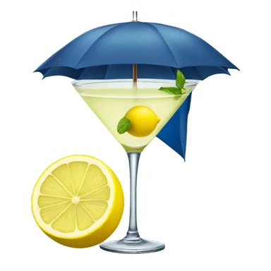 Martini with cut lemon and umbrella on top sticker