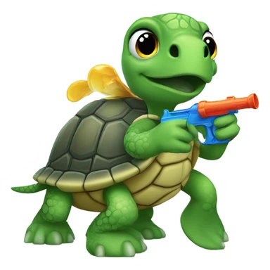 Turtle with a water gun sticker