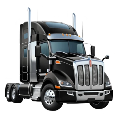 2026 Black Kenworth T680 Flat Top Semi Sleeper with stacks make realistic sticker
