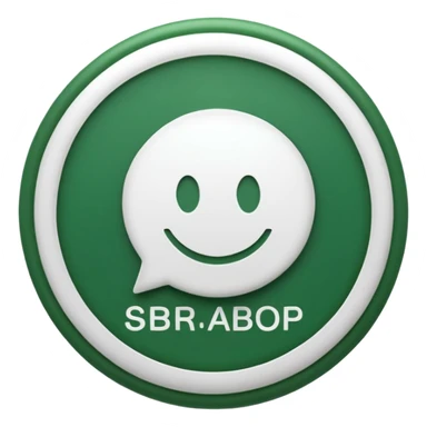 WhatsApp-inspired emoji for SBR SDN BHD, full name 'SBR SDN BHD' within a circular badge, WhatsApp's signature green and white, simple, bold, clear sticker