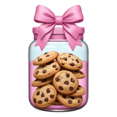 Pink jar of chocolate chip cookies with a bow  sticker