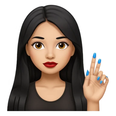 latina girl with straight long hair thats black memoji with nail no lipstick thats a baddie sticker