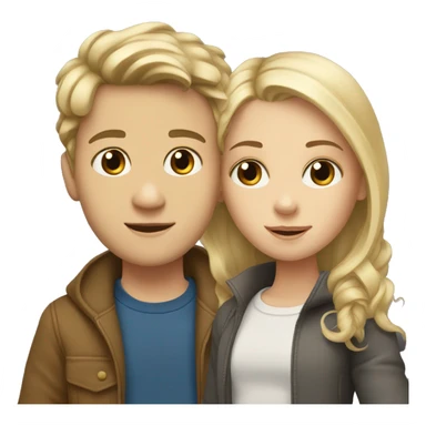 White boy with blond hair and hazel eyes with a white girl with brunette hair  sticker