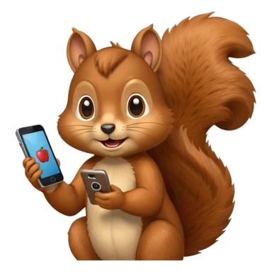 squirrel on a call, expressive face, apple style emoji sticker