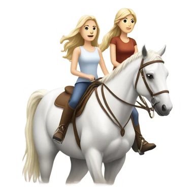 Two white girls riding two horses sticker