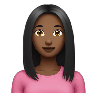 Pretty black girl with black long straight hair with a pink top  sticker