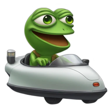 pepe driving an ufo sticker