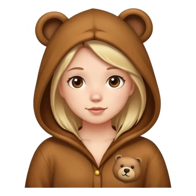 The girl is wearing a bear costume pajamas sticker