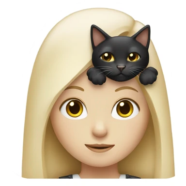 Blond girl with a beard and a black and white cat sticker