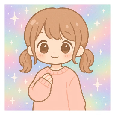Add a pastel background with sparkles to the kawaii girl with pigtails, keeping the style consistent with the original kawaii emoji style. sticker