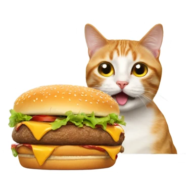 Cat eating burger sticker