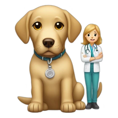 labrador with the vet sticker