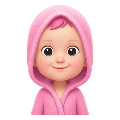 Baby pink robe with towel hair pink sticker