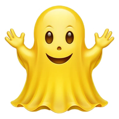 cartoon yellow ghost with a wavy bottom sticker